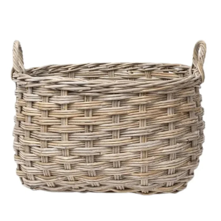 Rounded Oval Rattan Storage Basket
