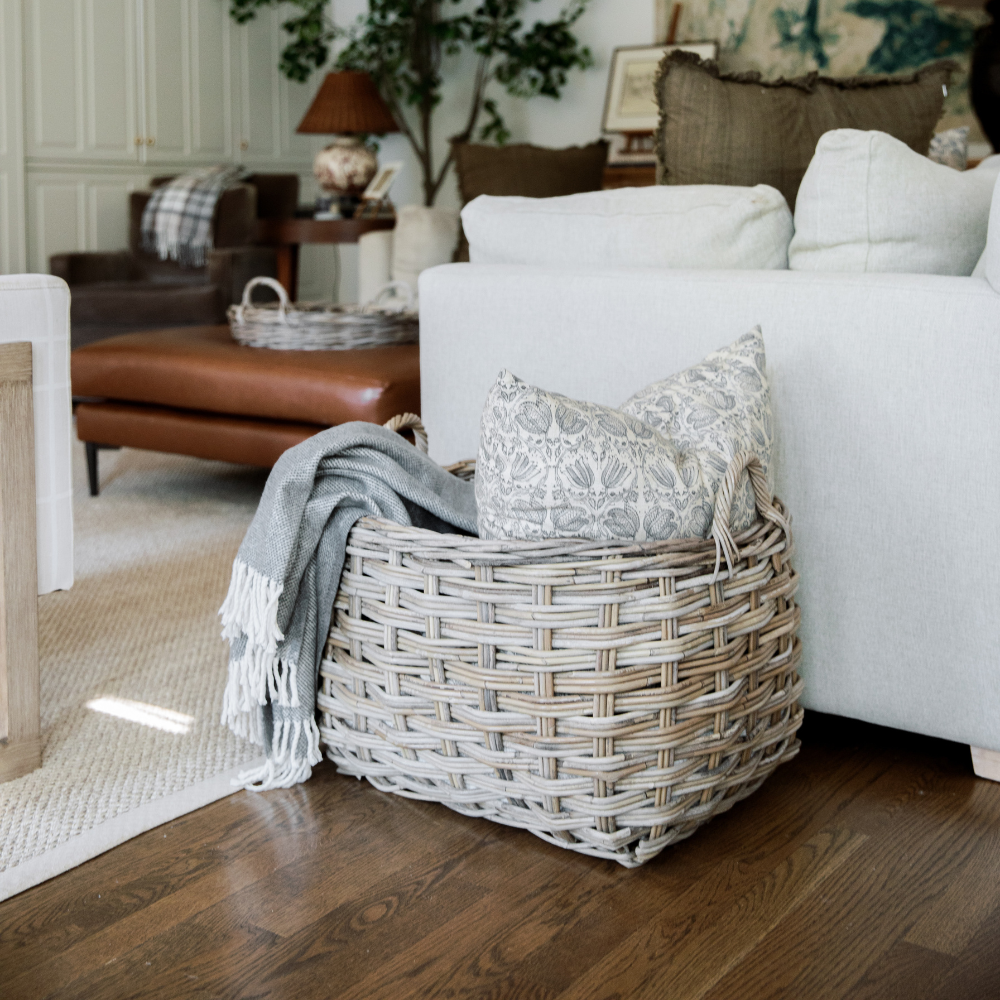 Rounded Oval Rattan Storage Basket