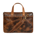 Harbor full-grain buffalo leather laptop briefcase in dark tan