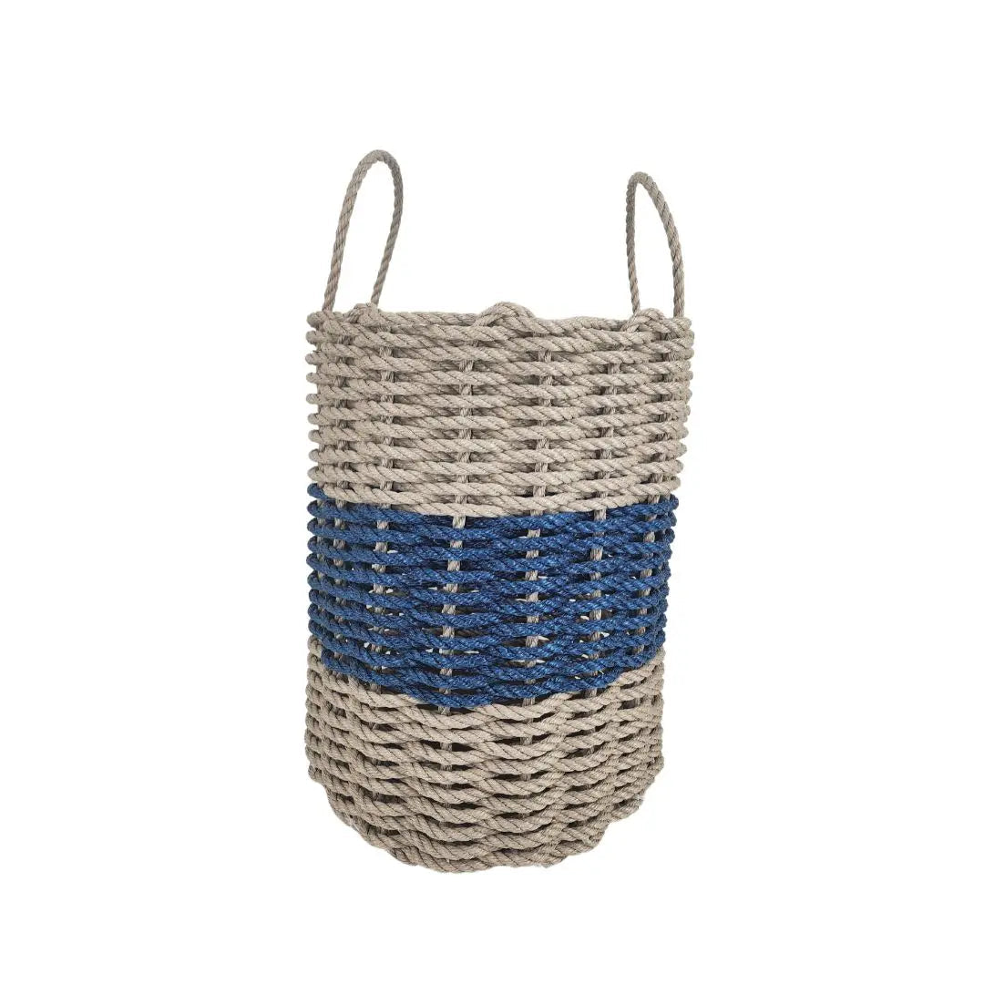 Tan + Navy Blue Rope Basket