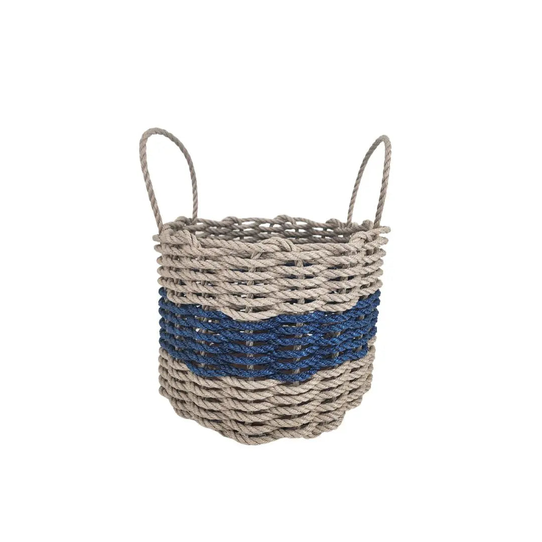 Tan + Navy Blue Rope Basket