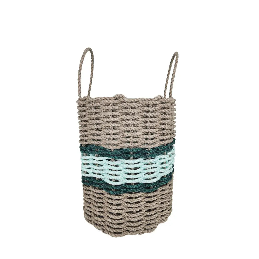 Tan, seafoam and green rope basket