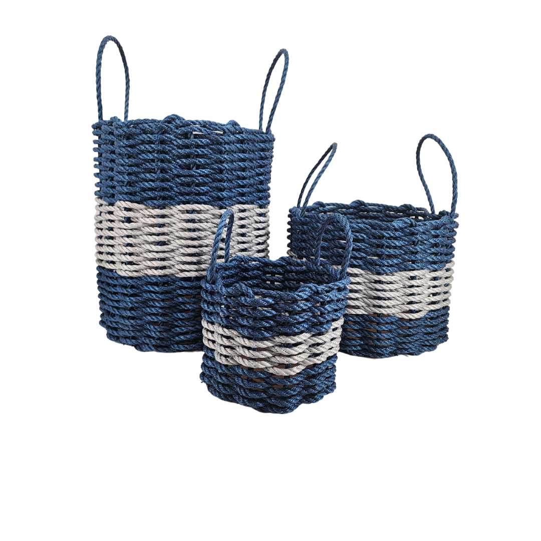 Navy Blue + Gray Rope Basket