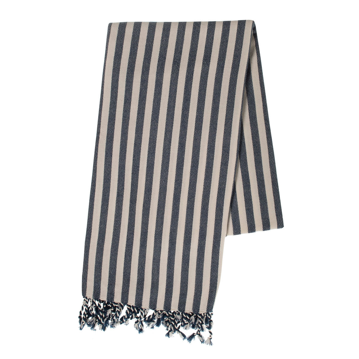 Vertical Striped Reversible Turkish Towel with Fringe