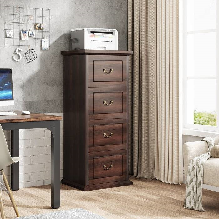 4-Drawer Walnut Vertical File Cabinet