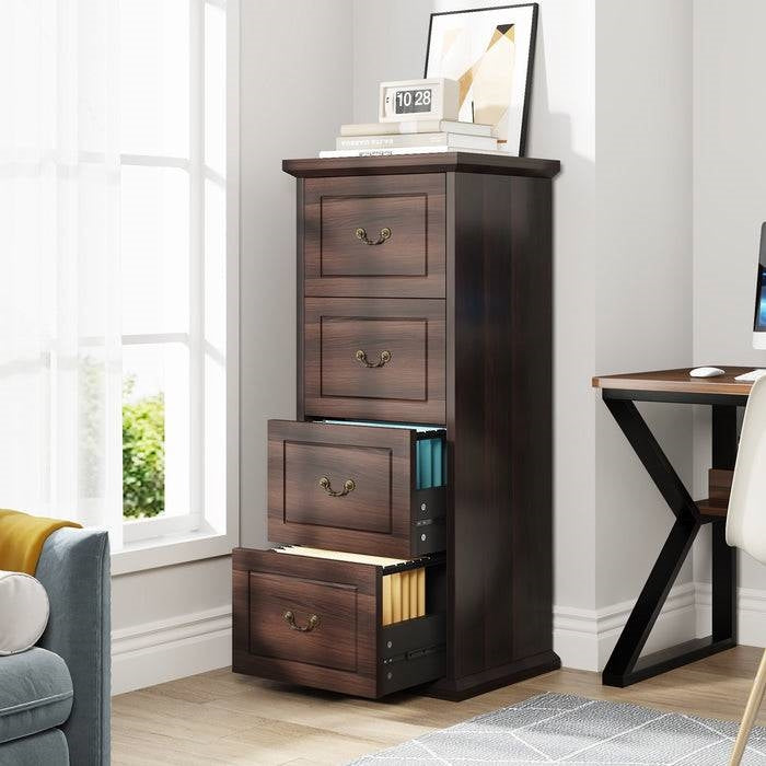 4-Drawer Walnut Vertical File Cabinet