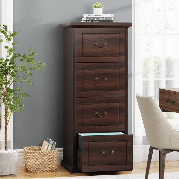 4-Drawer Walnut Vertical File Cabinet