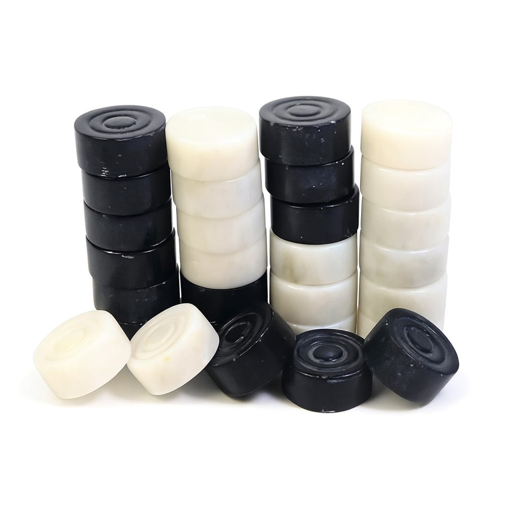 White And Black Marble Checkers Set – ( 32 Luxury Pieces Only )
