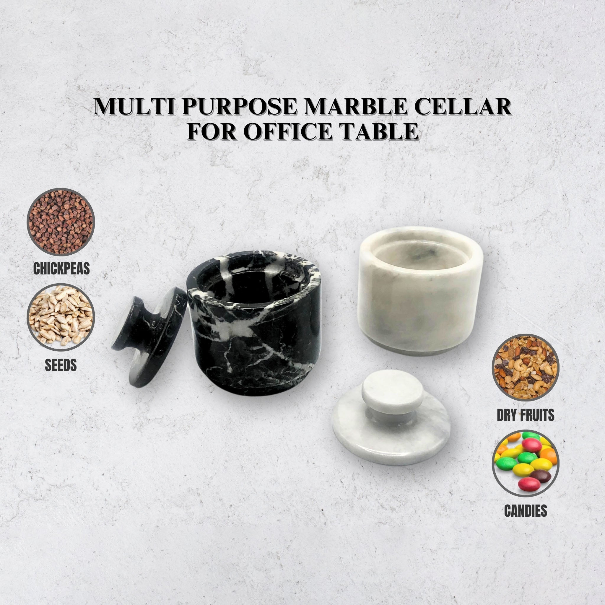 Zebra Marble Salt Cellars with Lids — Set of 2 – alternate product view