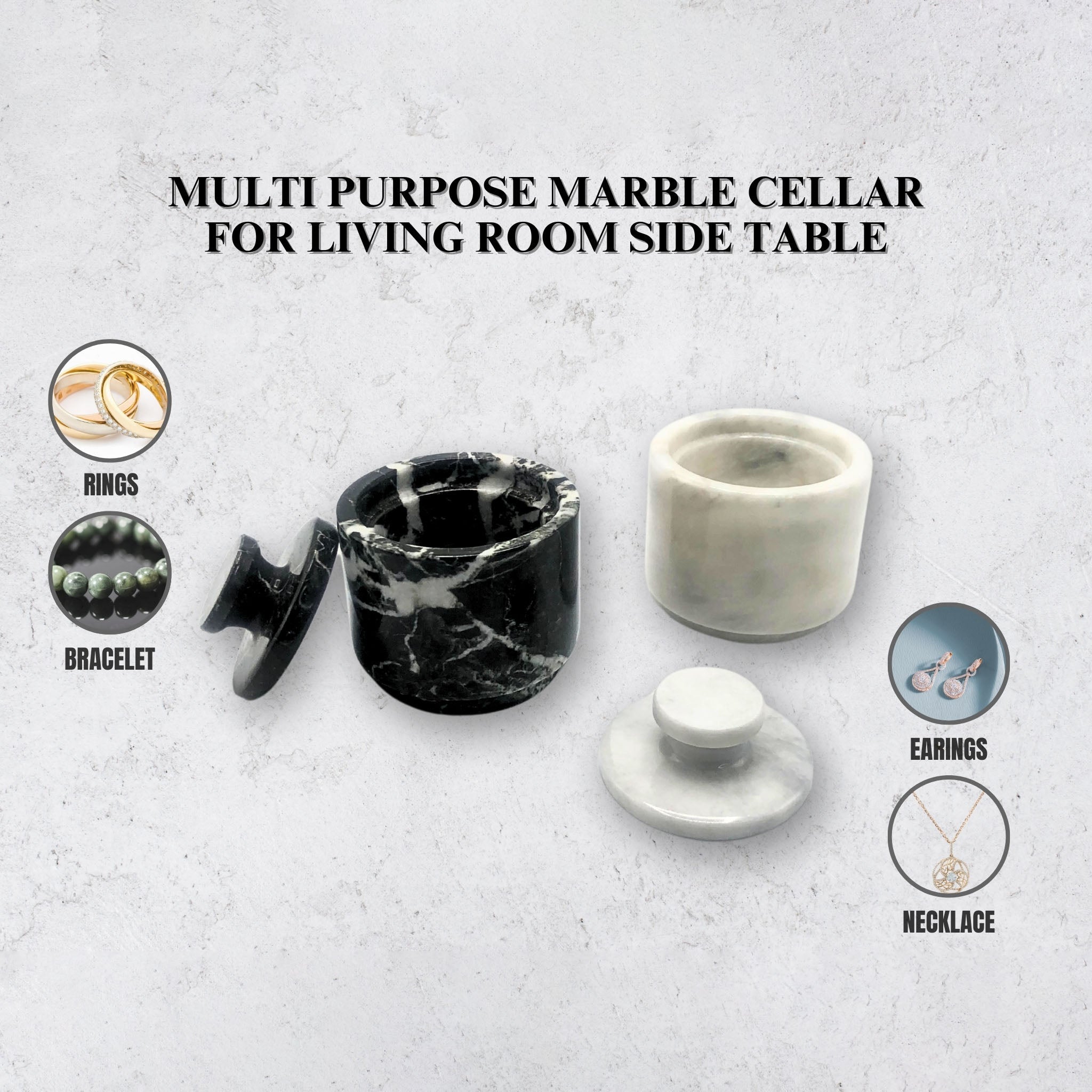 Zebra Marble Salt Cellars with Lids — Set of 2 – alternate product view