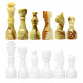 White Green Onyx Marble Chess Pieces for 12 to 16 Inches Board - Handmade (Pieces Only)