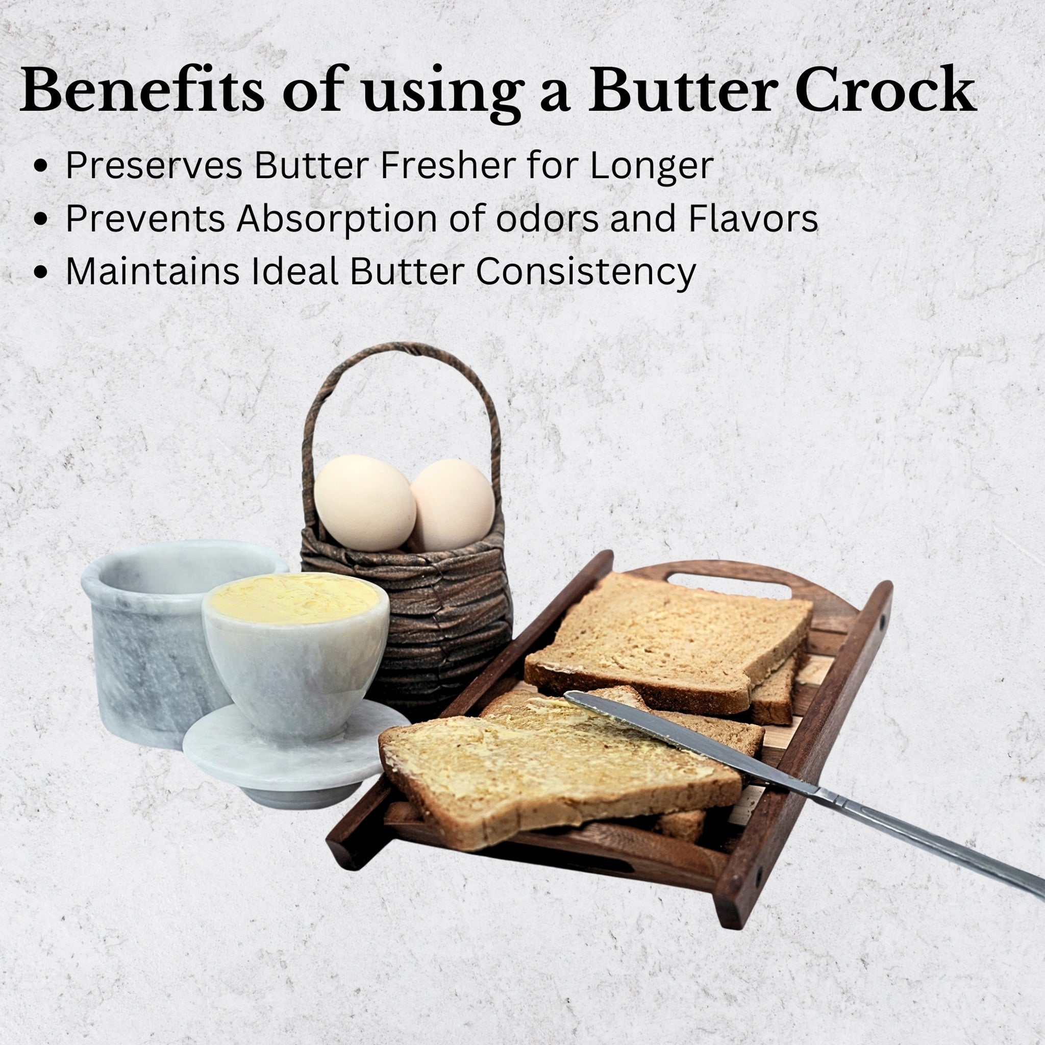 White marble butter keeper
