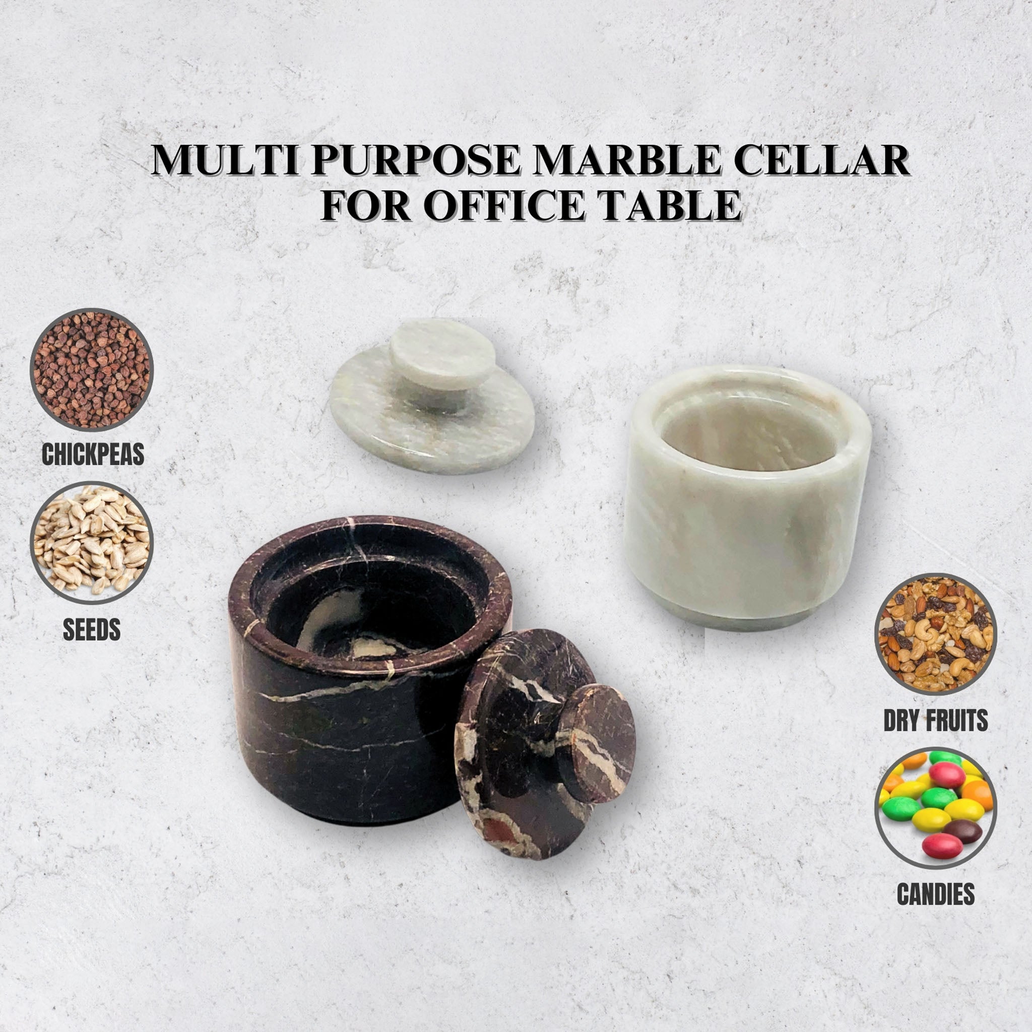 White and Red Marble Salt Cellar with Lid – 2 Pack Set