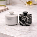 Zebra Marble Salt Cellars with Lids — Set of 2