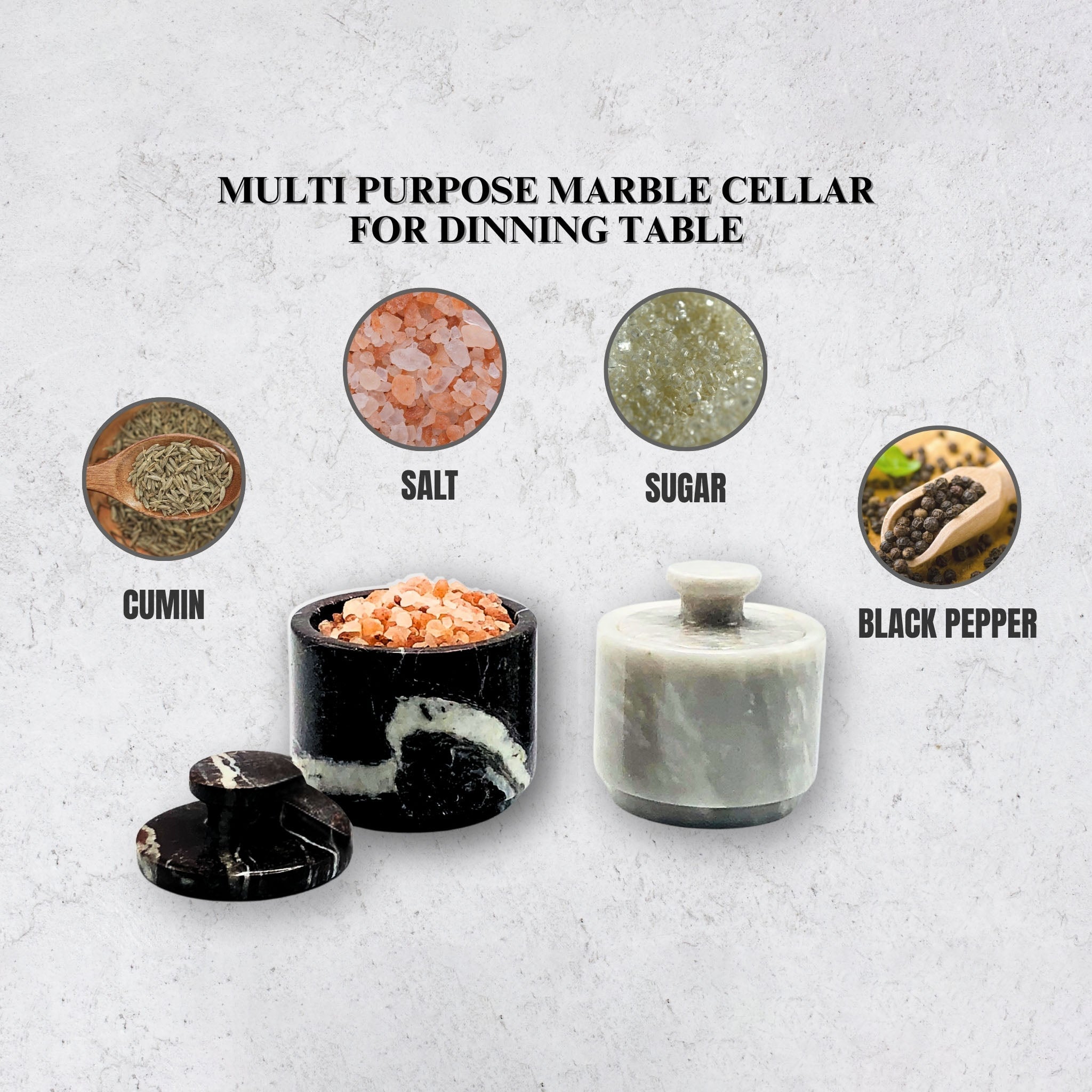 Zebra Marble Salt Cellars with Lids — Set of 2 – alternate product view