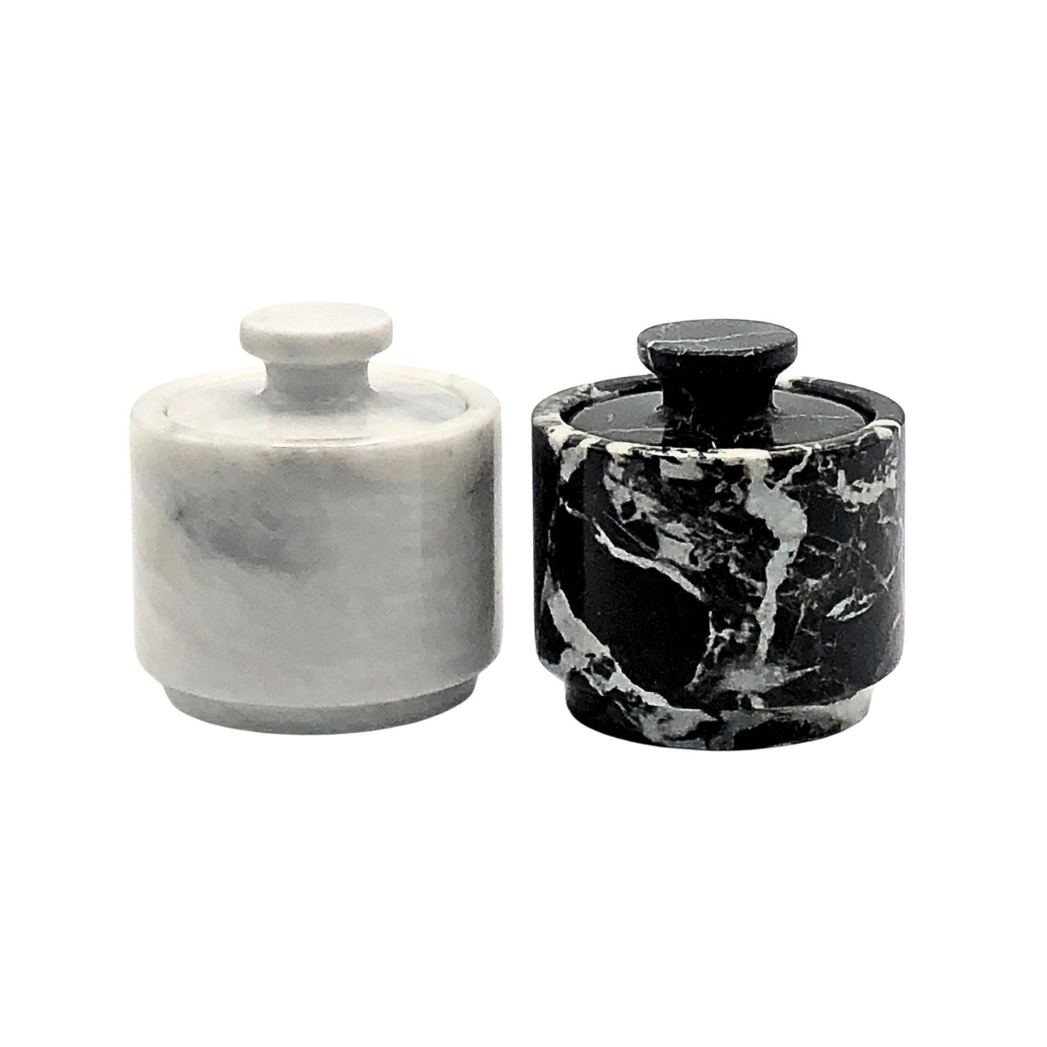 Zebra Marble Salt Cellars with Lids — Set of 2 – alternate product view