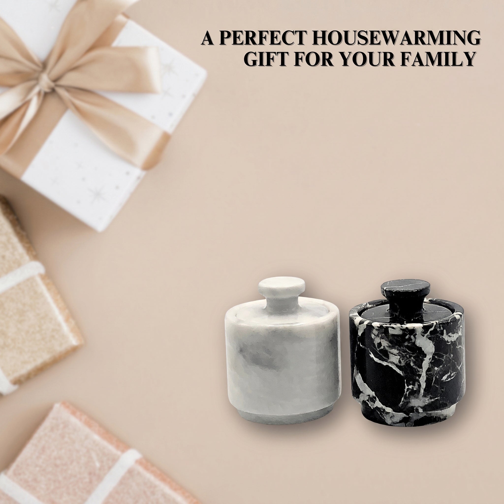 Zebra Marble Salt Cellars with Lids — Set of 2 – alternate product view
