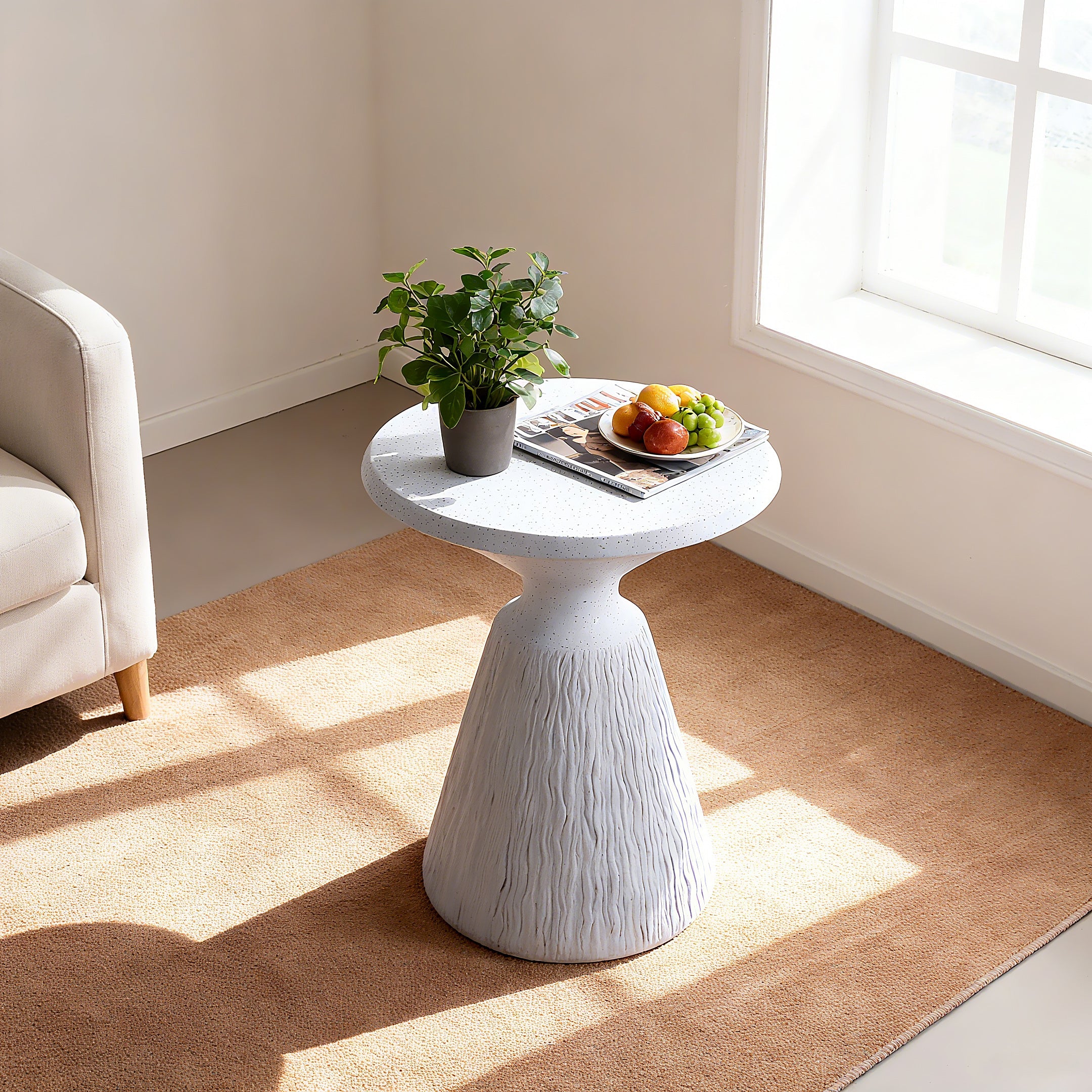 Modern Cement-Look Outdoor End Table