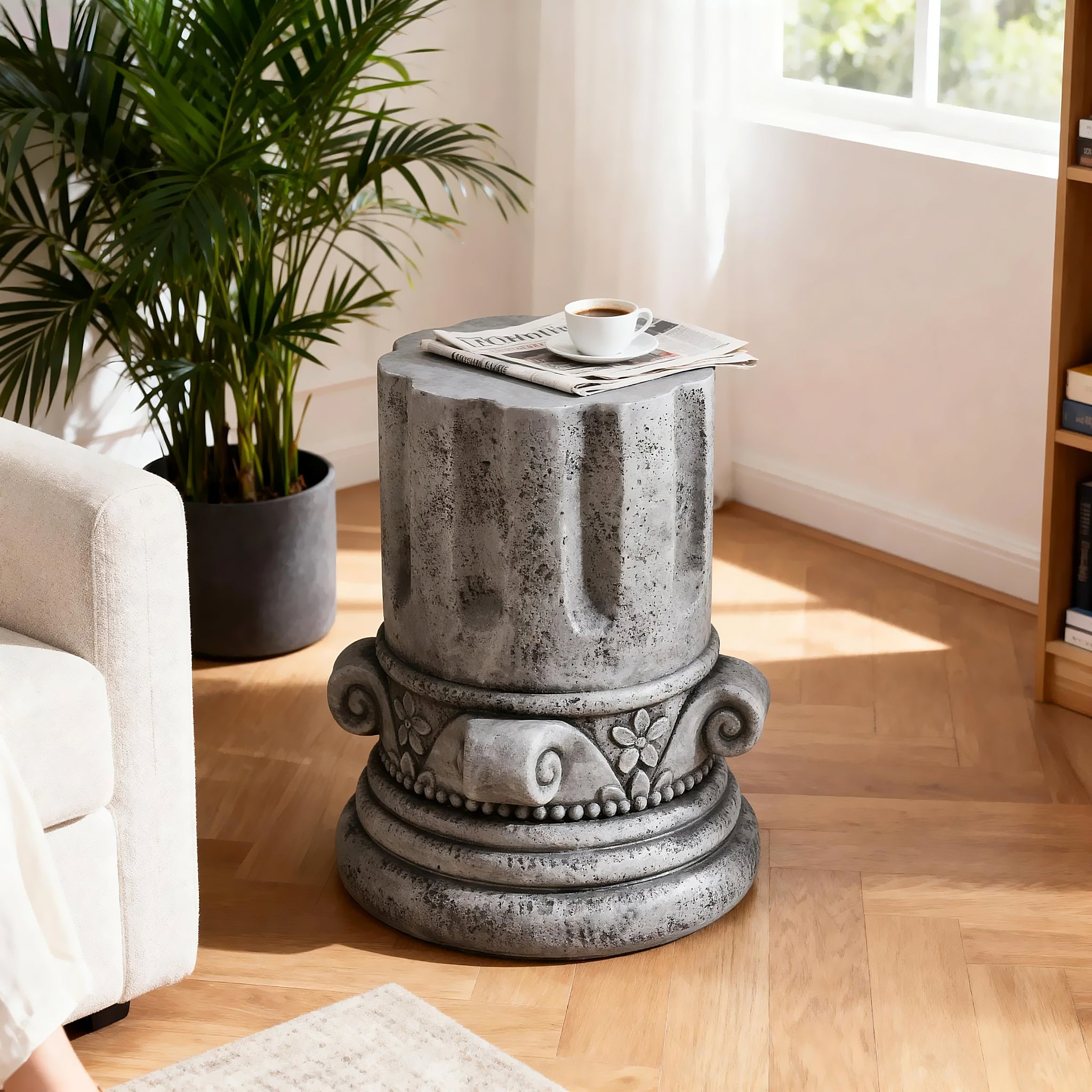 Modern Cement-Look Outdoor End Table