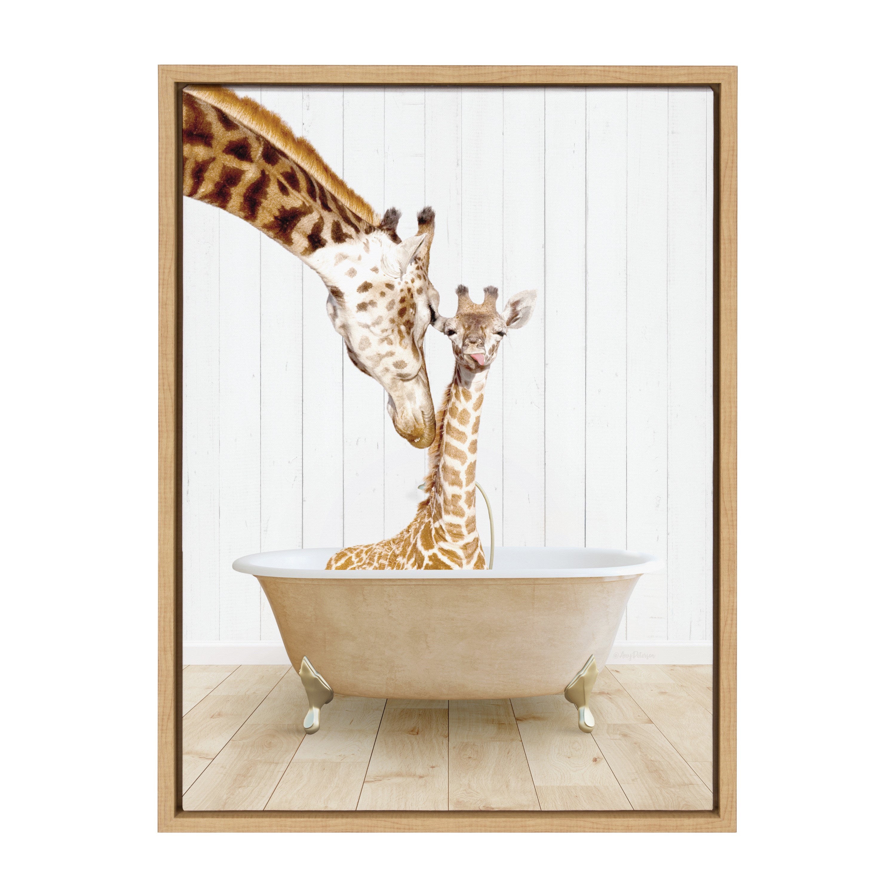 Sylvie Mother and Baby Giraffe Framed Canvas – alternate product view