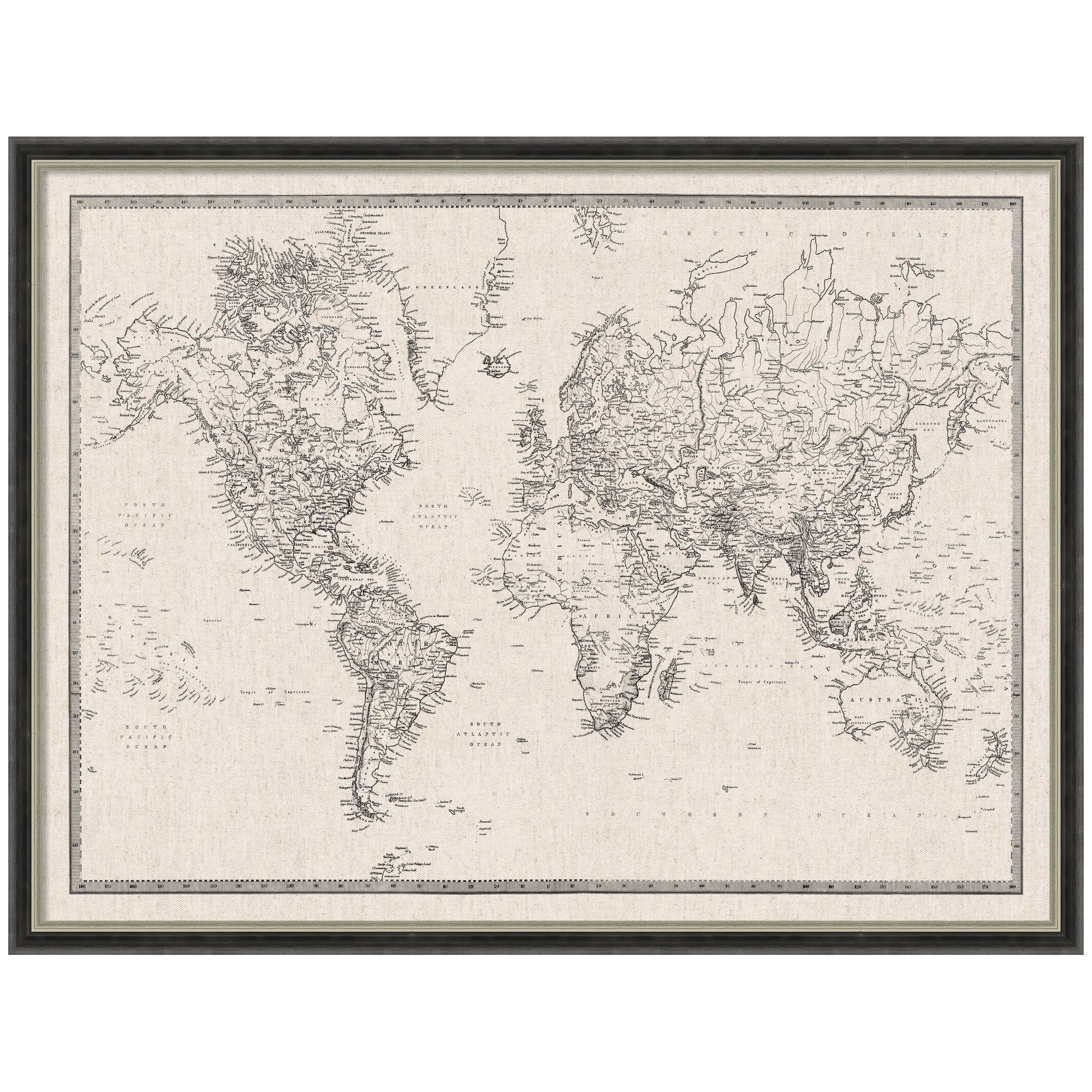Vintage World Map Fabric Pinboard
