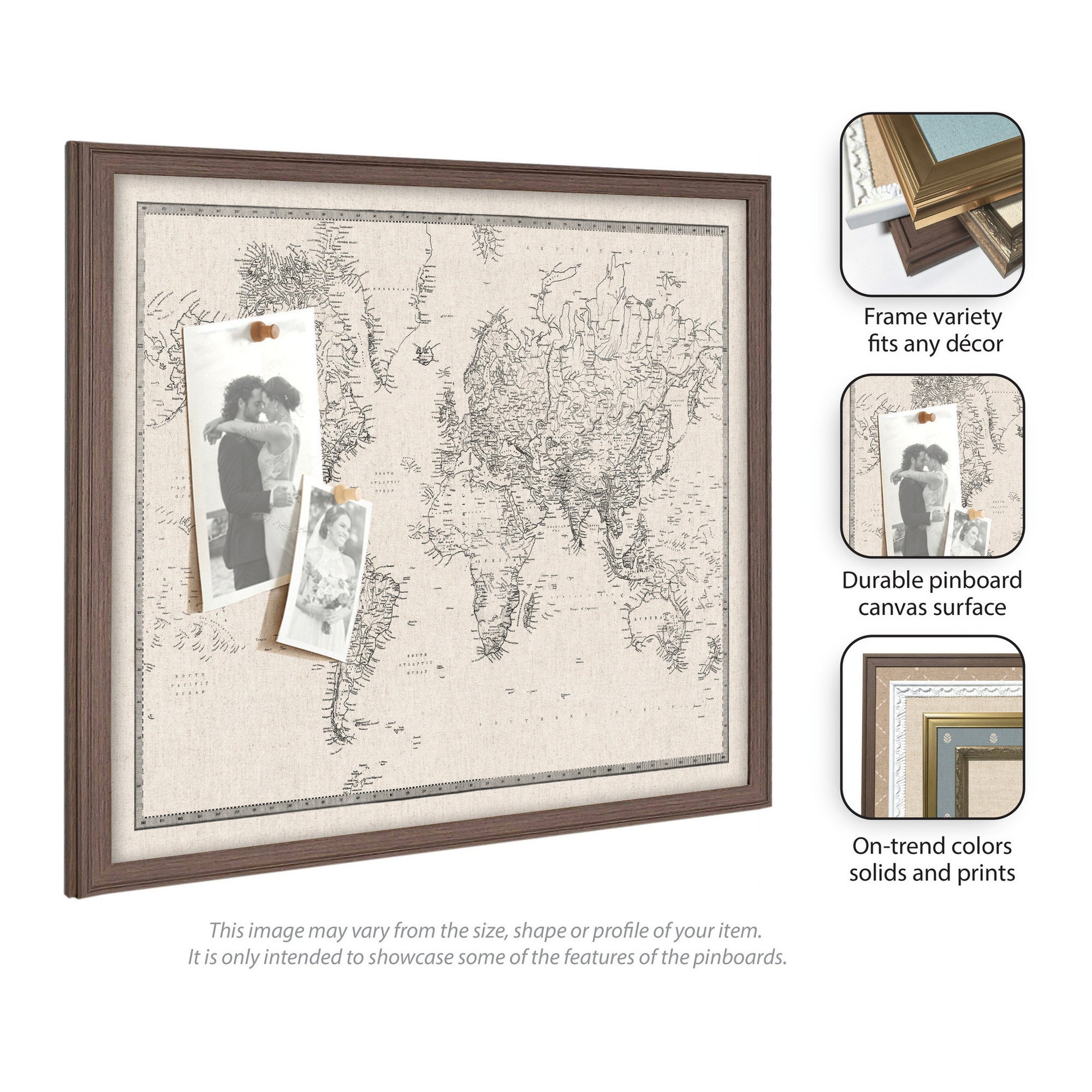 Vintage World Map Fabric Pinboard