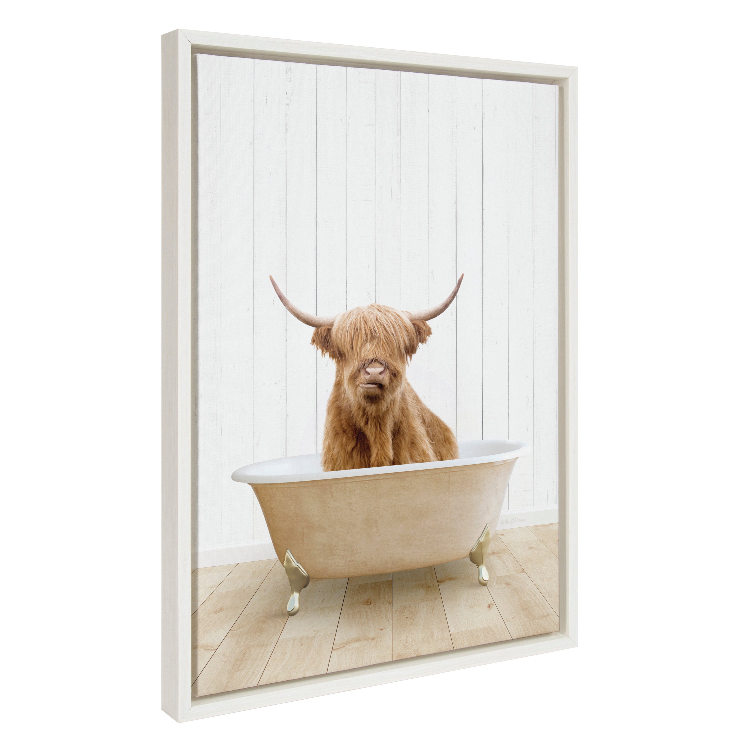 Sylvie Highland Cow Farmhouse Bath Framed Canvas Art