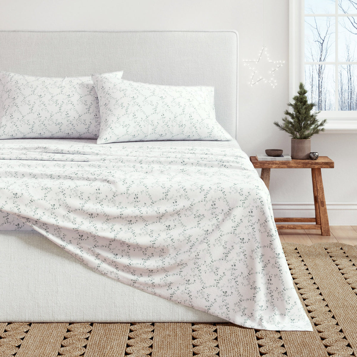 Winter Floral Turkish Cotton Flannel Sheet Set