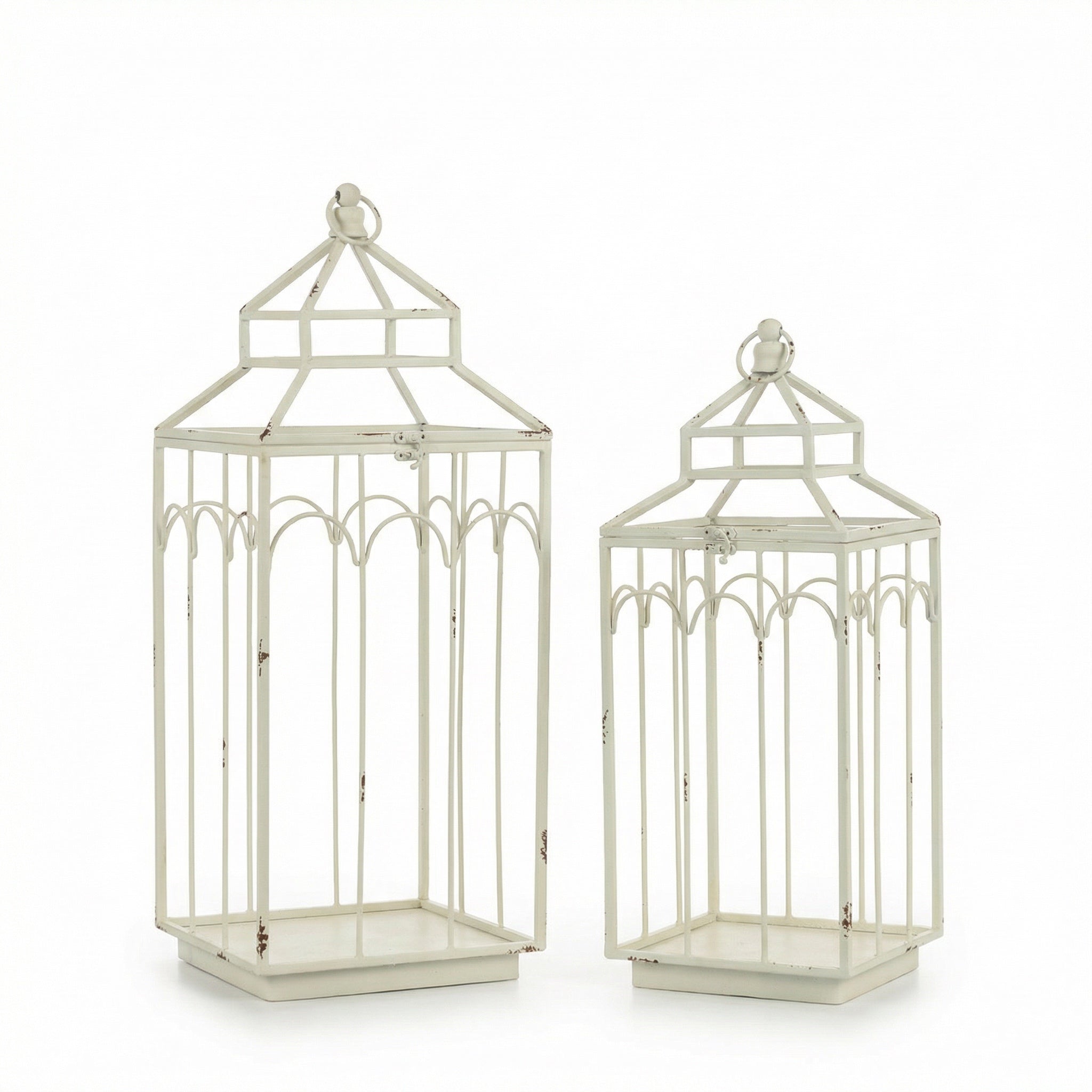 Ashley white metal lantern