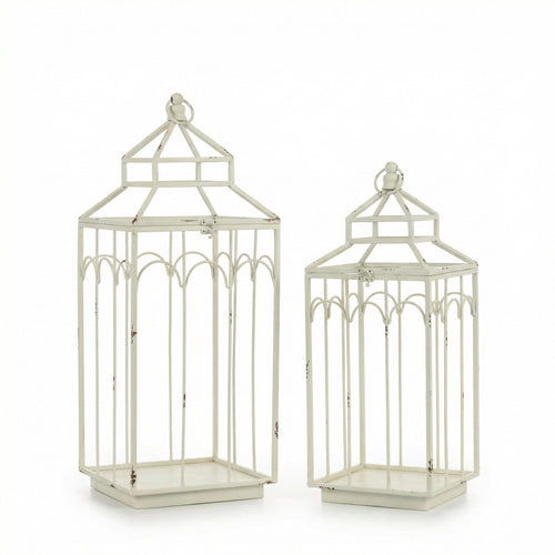Ashley white metal lantern
