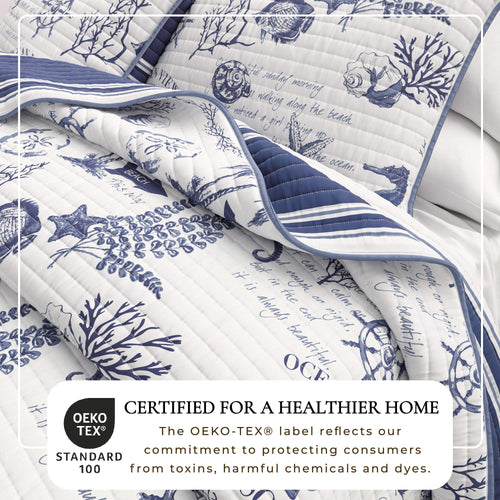 Calypso Cotton Coastal Reversible Quilt Set