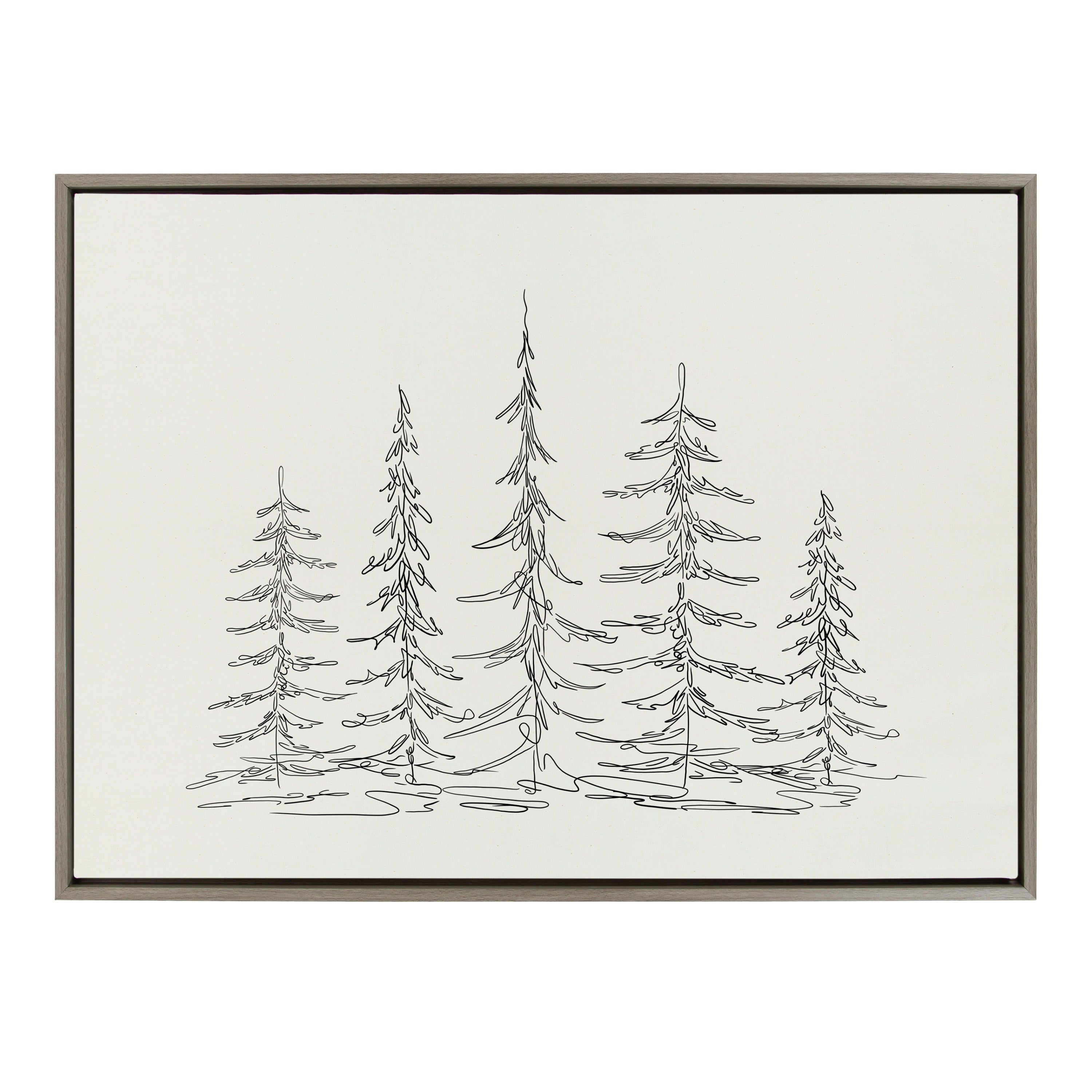 Sylvie Minimalist Evergreen Trees Framed Canvas Art