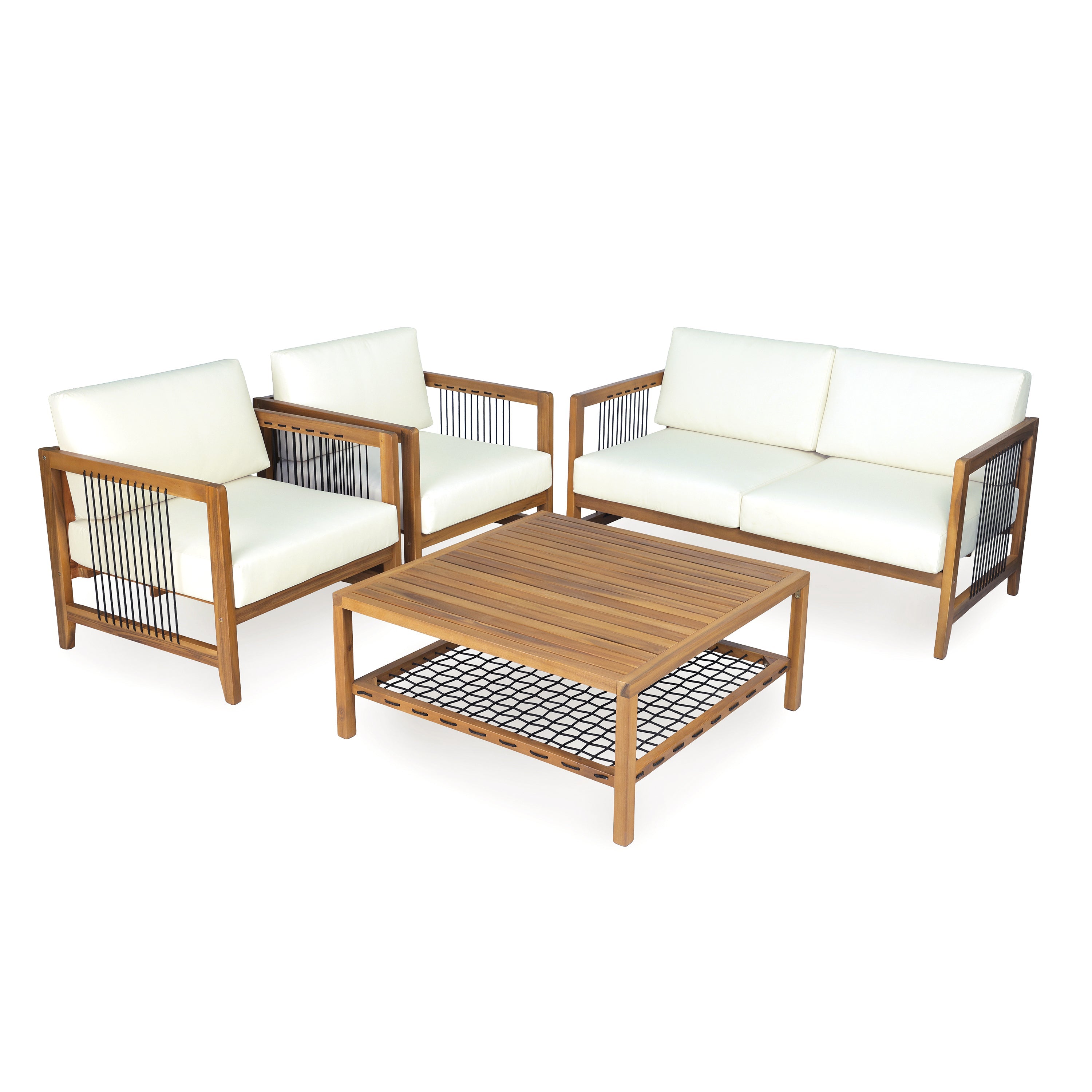 4-Piece Acacia Wood Patio Conversation Set