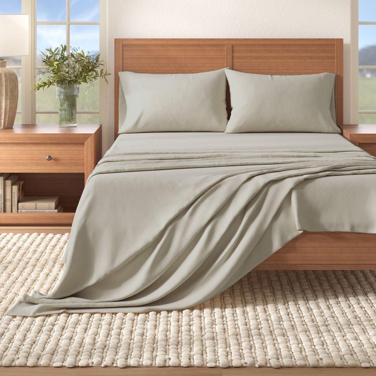 Nordic Solid Cotton Flannel Sheet Set