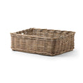 Shallow rectangular rattan basket tray
