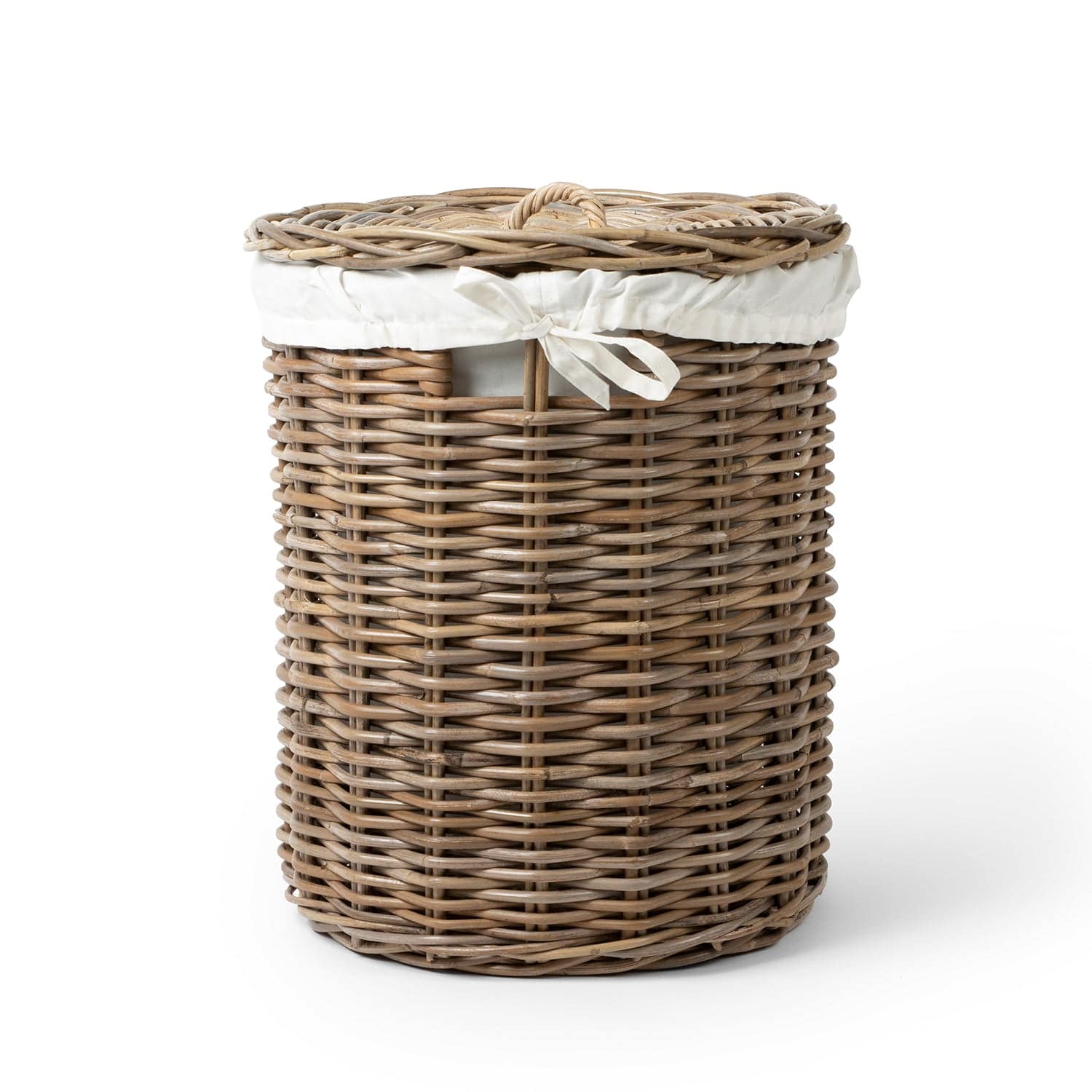 Rattan laundry basket with lid and removable inner bag
