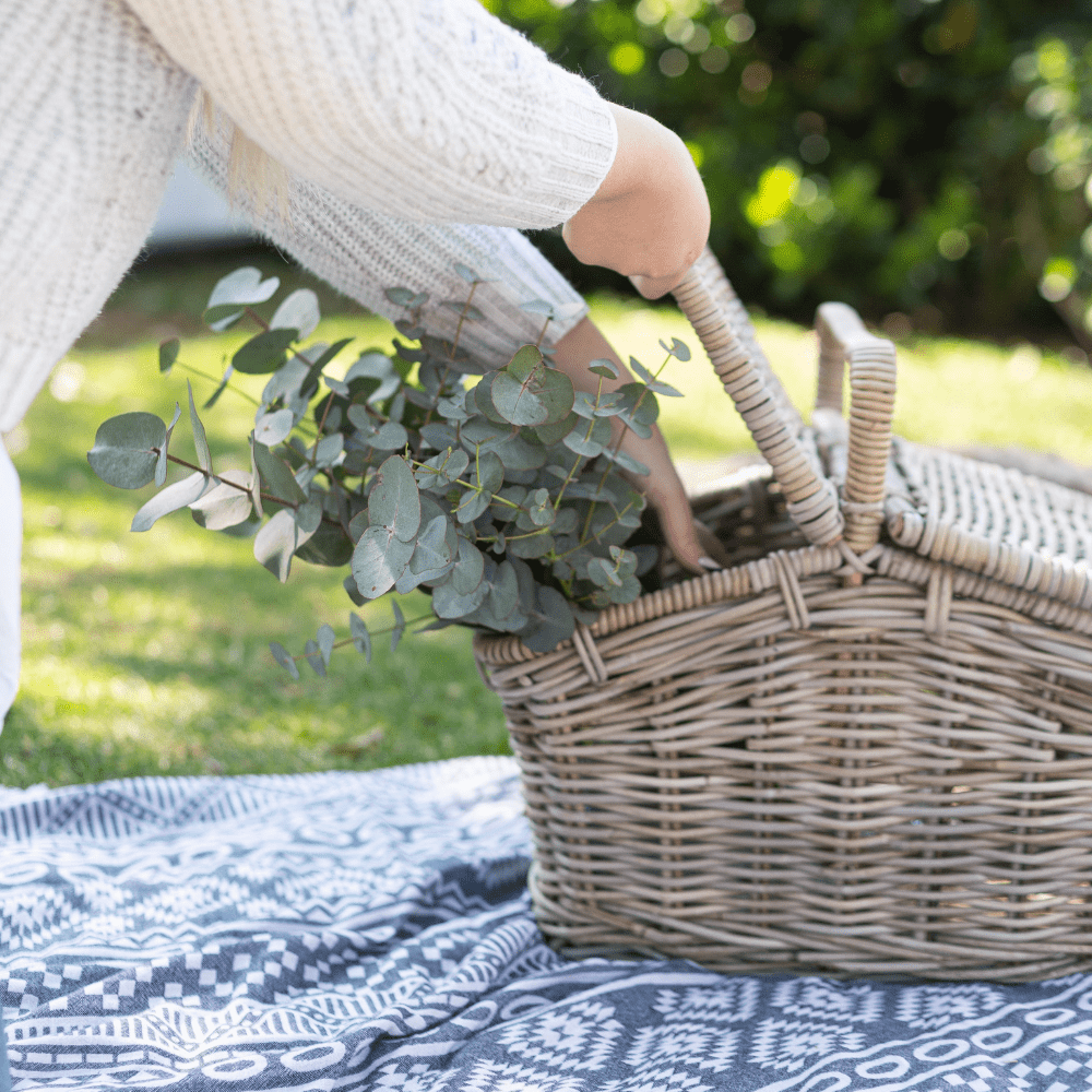 Rattan Picnic Basket with Carry Handles