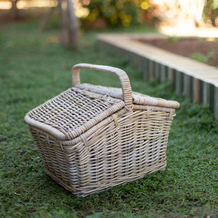 Rattan Picnic Basket with Carry Handles