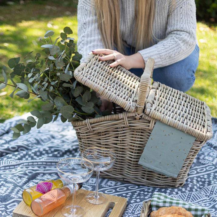 Rattan Picnic Basket with Carry Handles