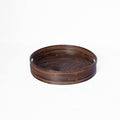 Dark bamboo round serving and display tray