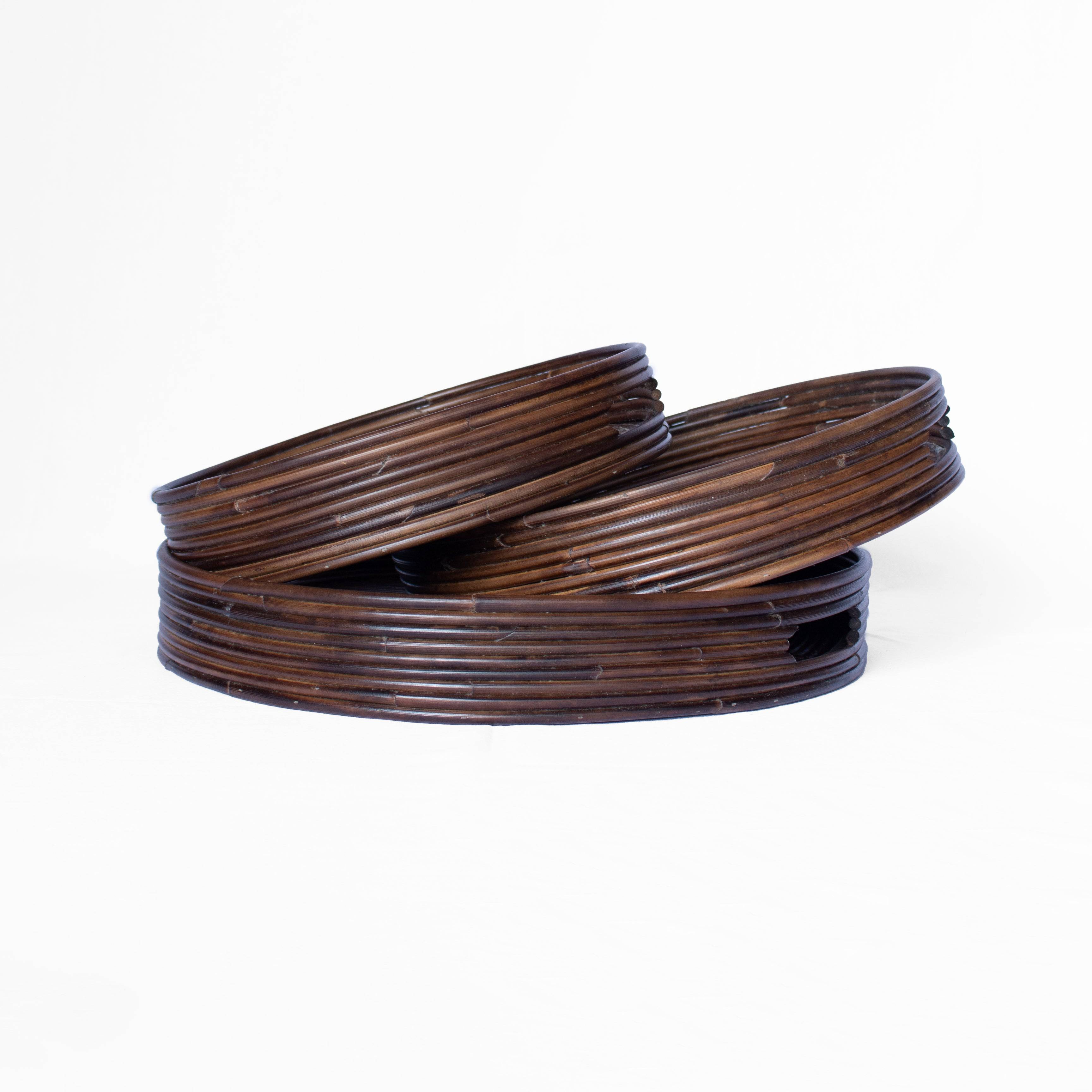 Dark Bamboo Round Tray
