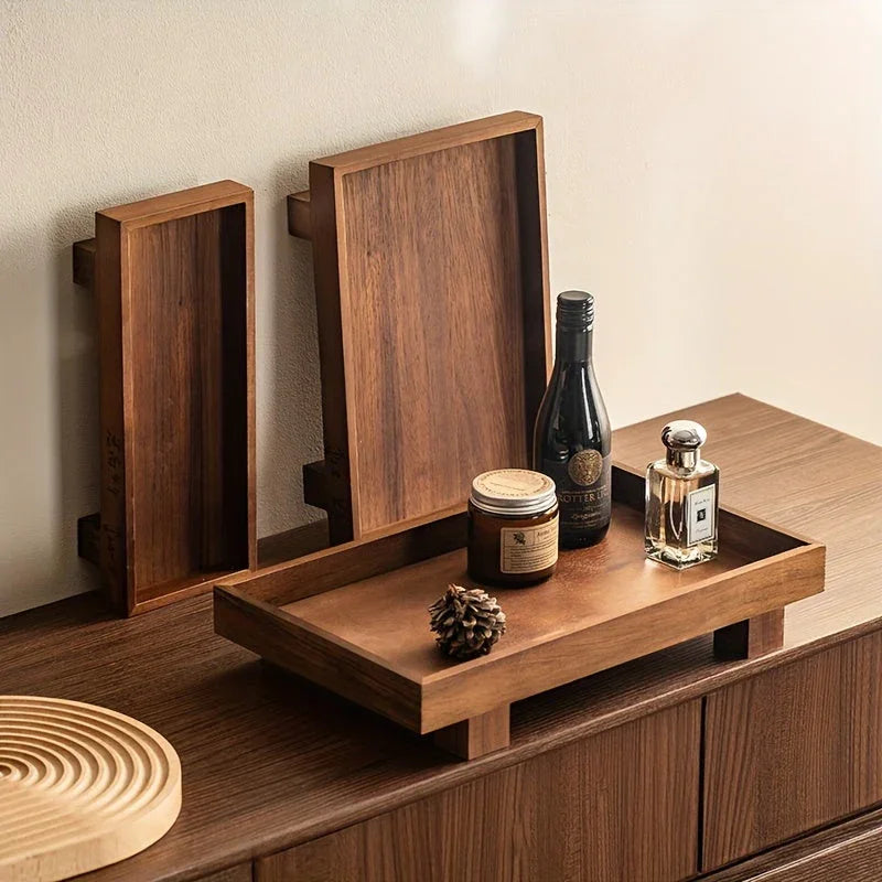 Wooden bathroom vanity tray