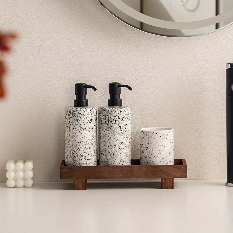Wooden bathroom vanity tray
