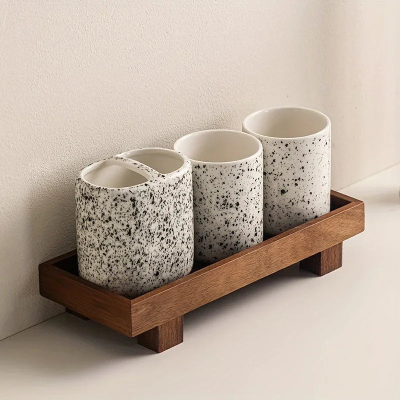 Wooden bathroom vanity tray