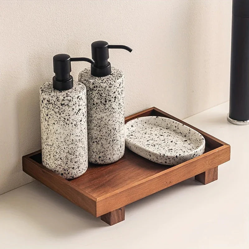 Wooden bathroom vanity tray