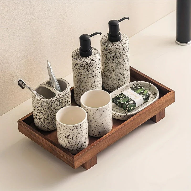 Wooden bathroom vanity tray