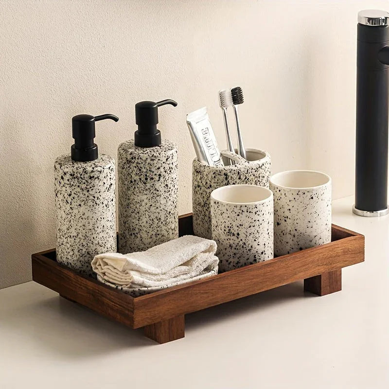 Wooden bathroom vanity tray