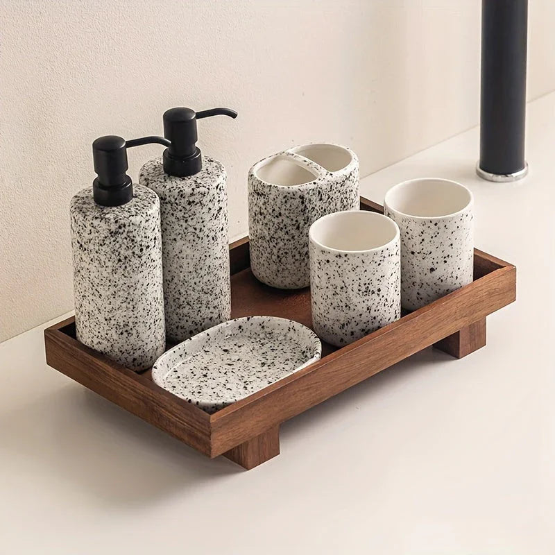 Wooden bathroom vanity tray