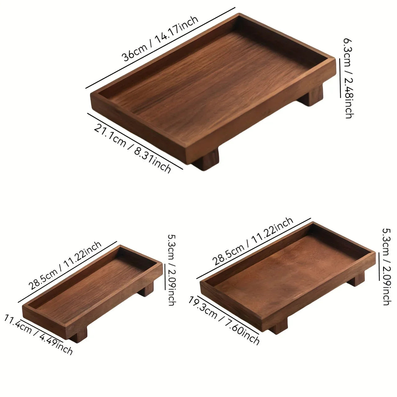 Wooden bathroom vanity tray