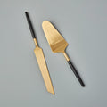 Black and gold cake lift and knife serving set